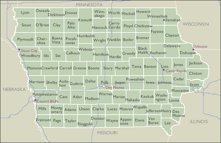 County Maps of Iowa