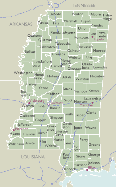 County Maps of Mississippi