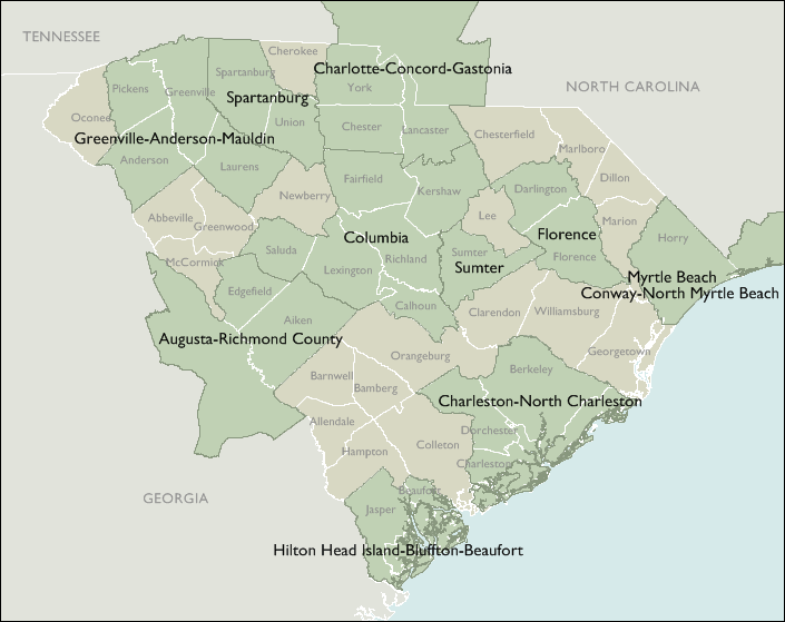 Metro Area Maps of South Carolina