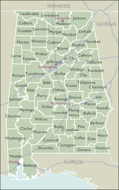 County Maps of Alabama
