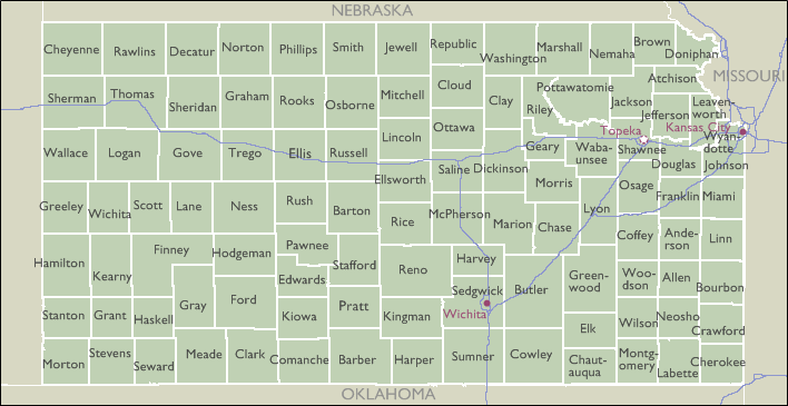 County Zip Code Maps of Kansas