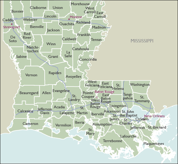 County Maps of Louisiana