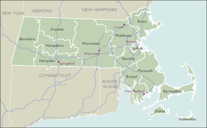 County Maps of Massachusetts