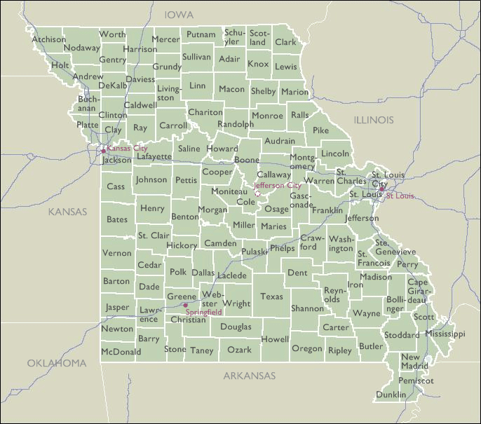 County Zip Code Maps of Missouri