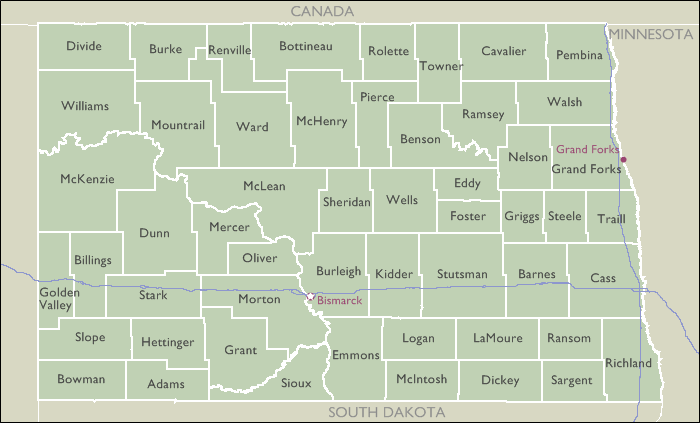 County Maps of North Dakota