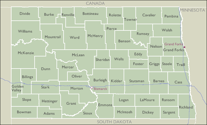 North Dakota Zip Code Map County Zip Code Maps of North Dakota