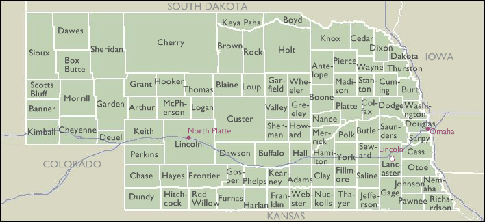 County Zip Code Maps Of Nebraska