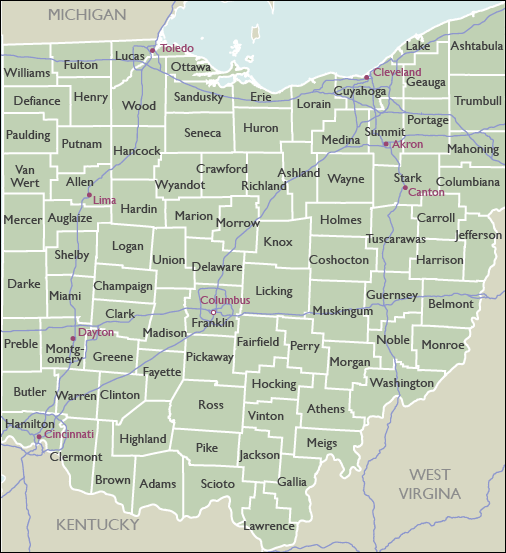 County Maps of Ohio