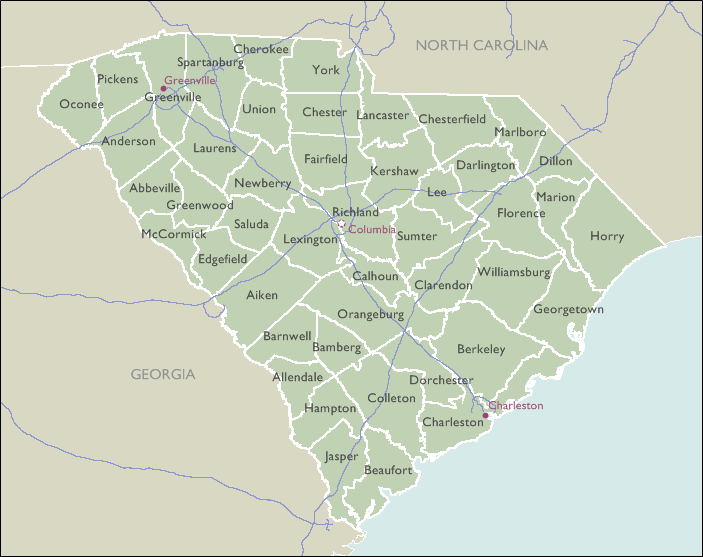 County Maps of South Carolina