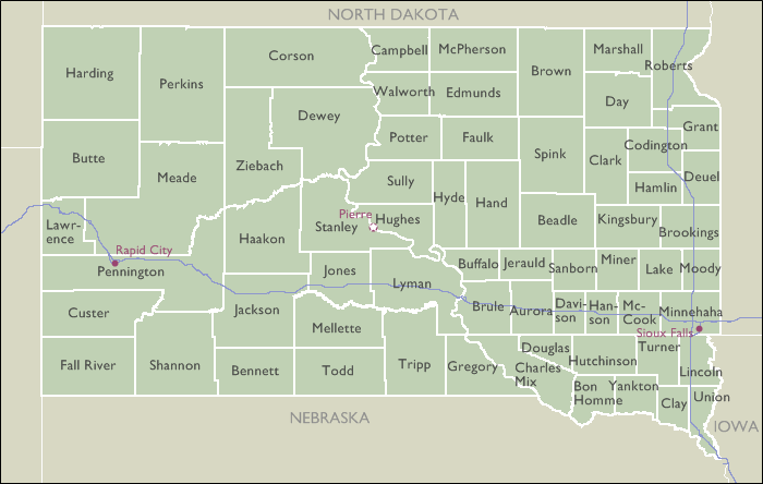 County Maps of South Dakota