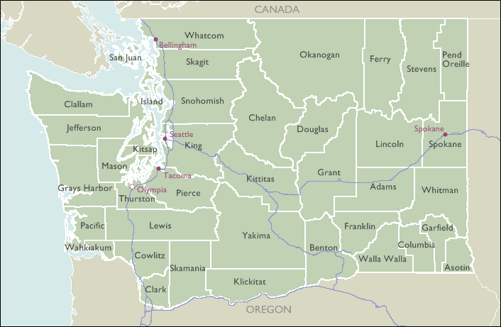 County Zip Code Maps of Washington