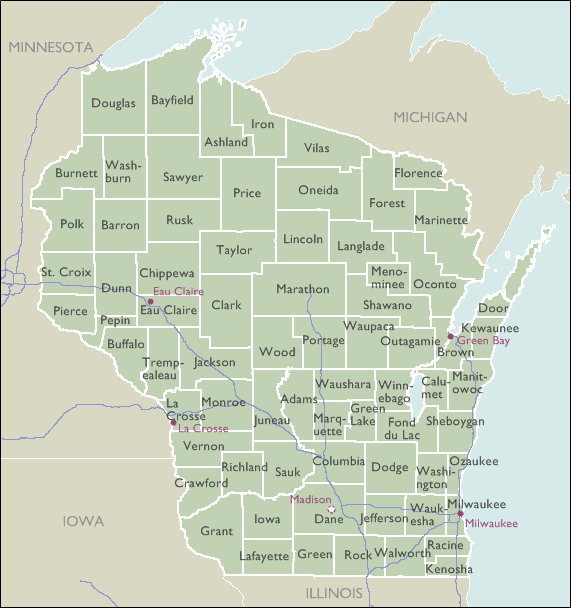 County Maps of Wisconsin