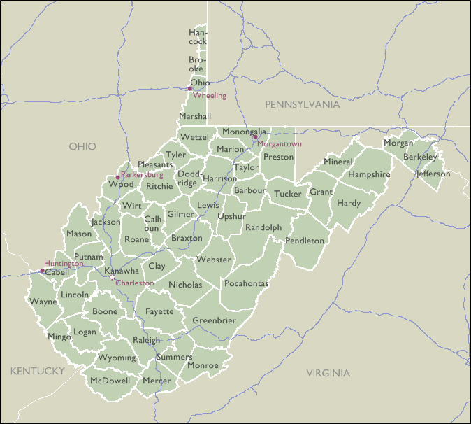 County Maps of West Virginia