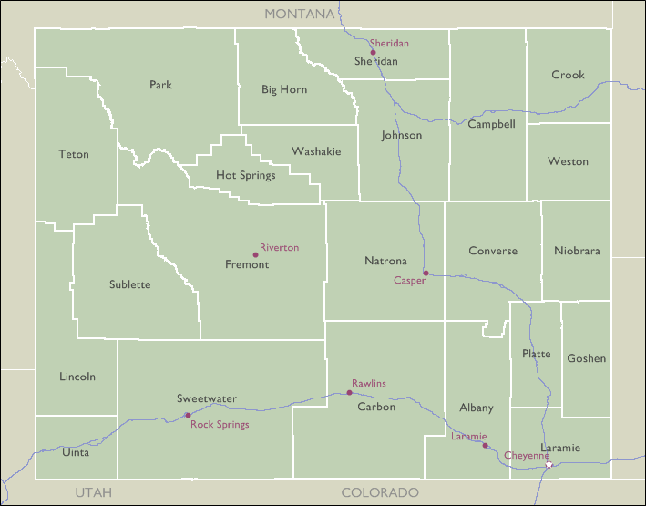 County Maps of Wyoming