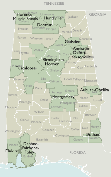 Metro Area Maps of Alabama