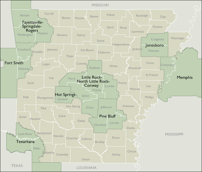 Metro Area Maps of Arkansas