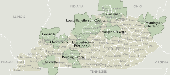 Metro Area Maps of Kentucky