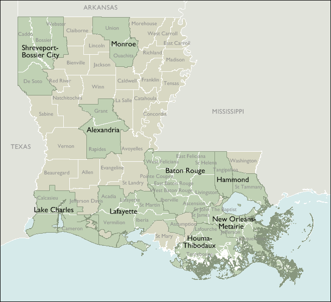 Metro Area Maps of Louisiana