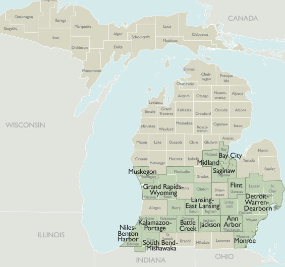 Metro Area Zip Code Maps Of Michigan