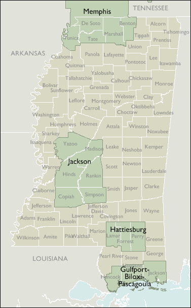Metro Area Maps of Mississippi
