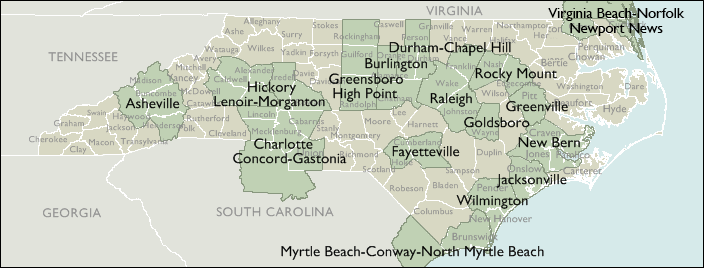 Metro Area Maps of North Carolina