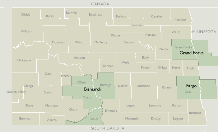 Metro Area Maps of North Dakota