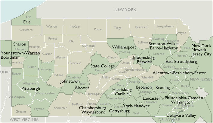 Metro Area Maps of Pennsylvania