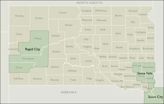 Metro Area Maps of South Dakota