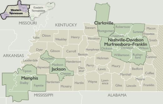Metro Area Maps of Tennessee