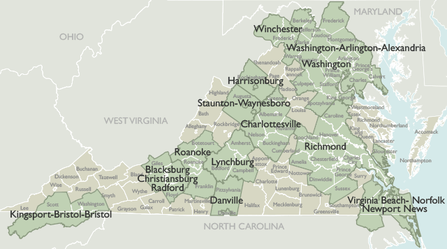 Metro Area Zip Code Maps of Virginia