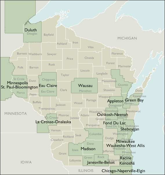Metro Area Maps of Wisconsin