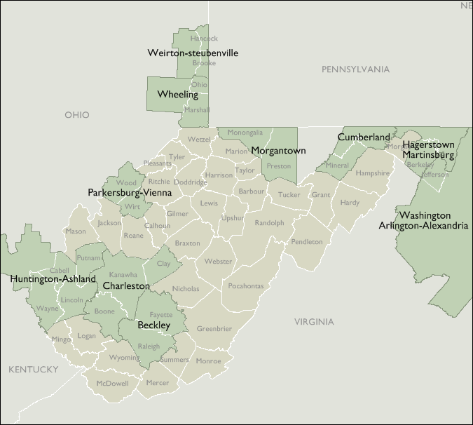 Metro Area Maps of West Virginia